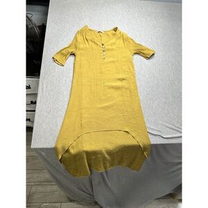 Dayou Women's Mustard Layered Long Sleeve Round Neck Kaftan Maxi Dress Size XS/S